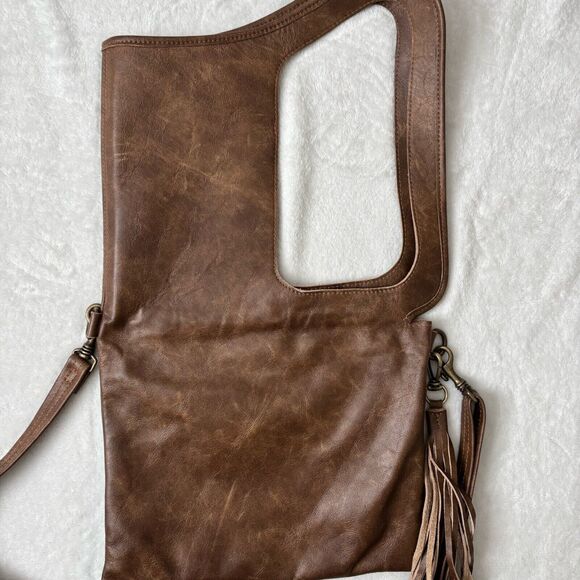 La Rue Leather Shoulder Bag Brown Boho Y2K Unique Crossbody Shoulder Bag - Picture 5 of 10